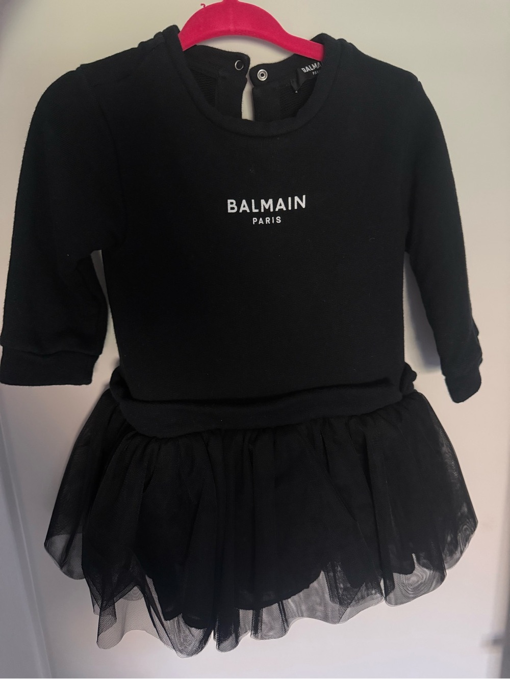 Balmain Black Girls Tulle Sweatshirt Dress